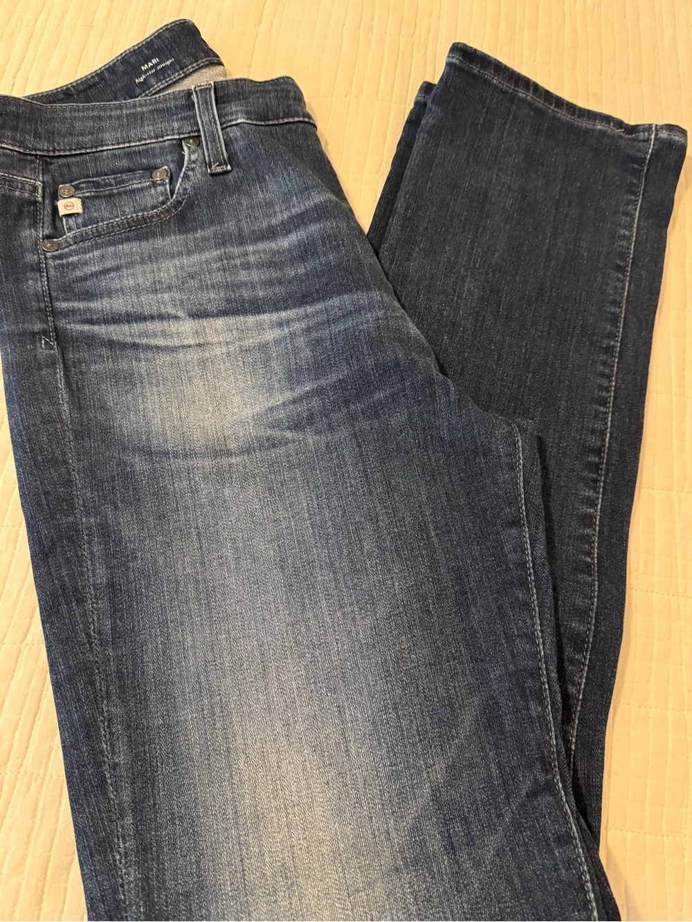 Ag Adriano Goldschmied Women's Straight Leg Jeans in Dark Blue Wash